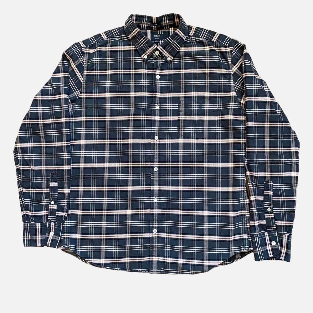 J. Crew Men’s Oxford Flannel Plaid Button Up Size X-Large Slim Fit